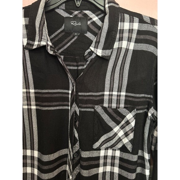 RAILS Hunter Women’s Plaid Flannel Button Up Shirt Size M White Black Grey - Picture 3 of 8